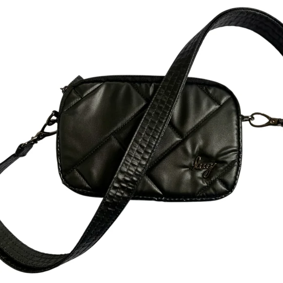 LUG Coupe SE Crossbody Convertable Belt Pack Chic Minimalist Metalic Black - Picture 7 of 15